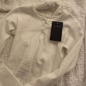 brandy girl white ribbed button long sleeve top